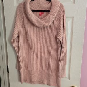 Elle Blush Pink Cowl-Neck Ribbed Sweater